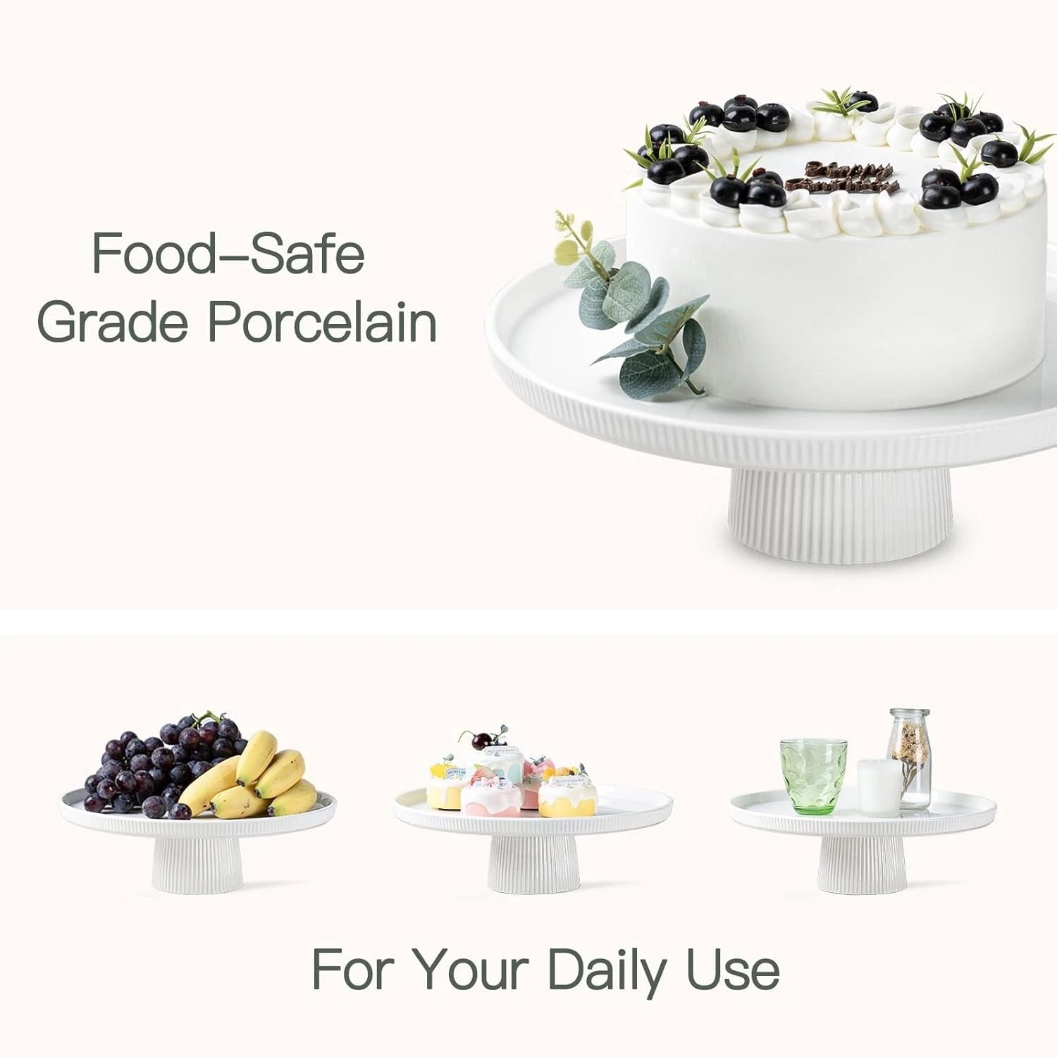 13 Inch Cake Stand, Ceramic Cake Stands for Party, Elegant Wedding Cake Plate 07FC0E-D4 - KOEEK