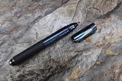 Titanium Damascus+Carbon Fiber Ball Point Pen Ballpoint Broken Window Tool Pen 07FC0E-D4 - KOEEK