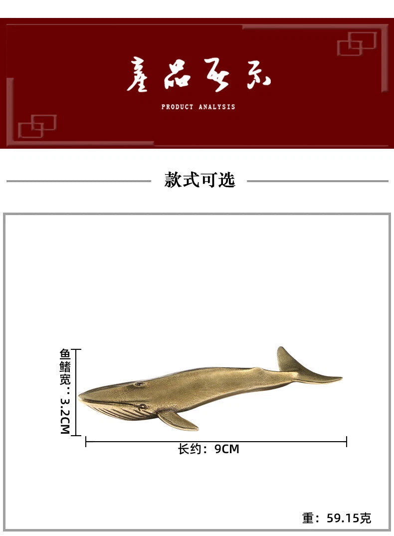Solid Brass Whale Figurine Small Statue Home Ornament Figurines Collectibles Toy 07FC0E-D4 - KOEEK