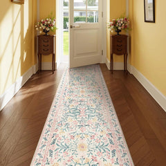 Bohemian style hallway rug 2x6, floral kitchen rug, non-slip and washable 07FC0E-D4 - KOEEK