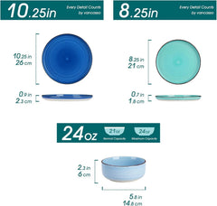 Bonita Blue Dinnerware Set, 4 Person Plate and Bowl Set, 12 Piece Stoare Set 07FC0E-D4 - KOEEK