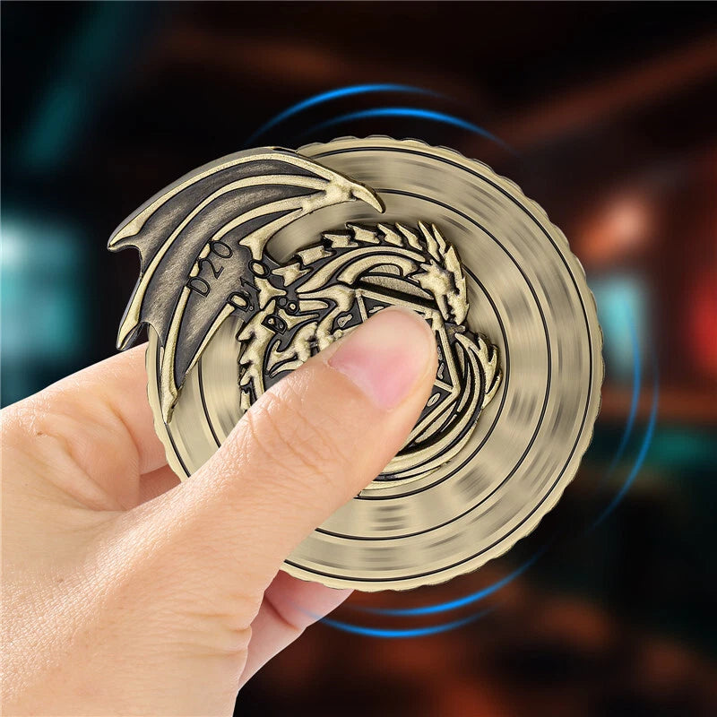 Spinner Dice 7-in-1 Metal DND Dice Set Unique Dragon Rotate D&D Dice RPG Gifts 07FC0E-D4 - KOEEK