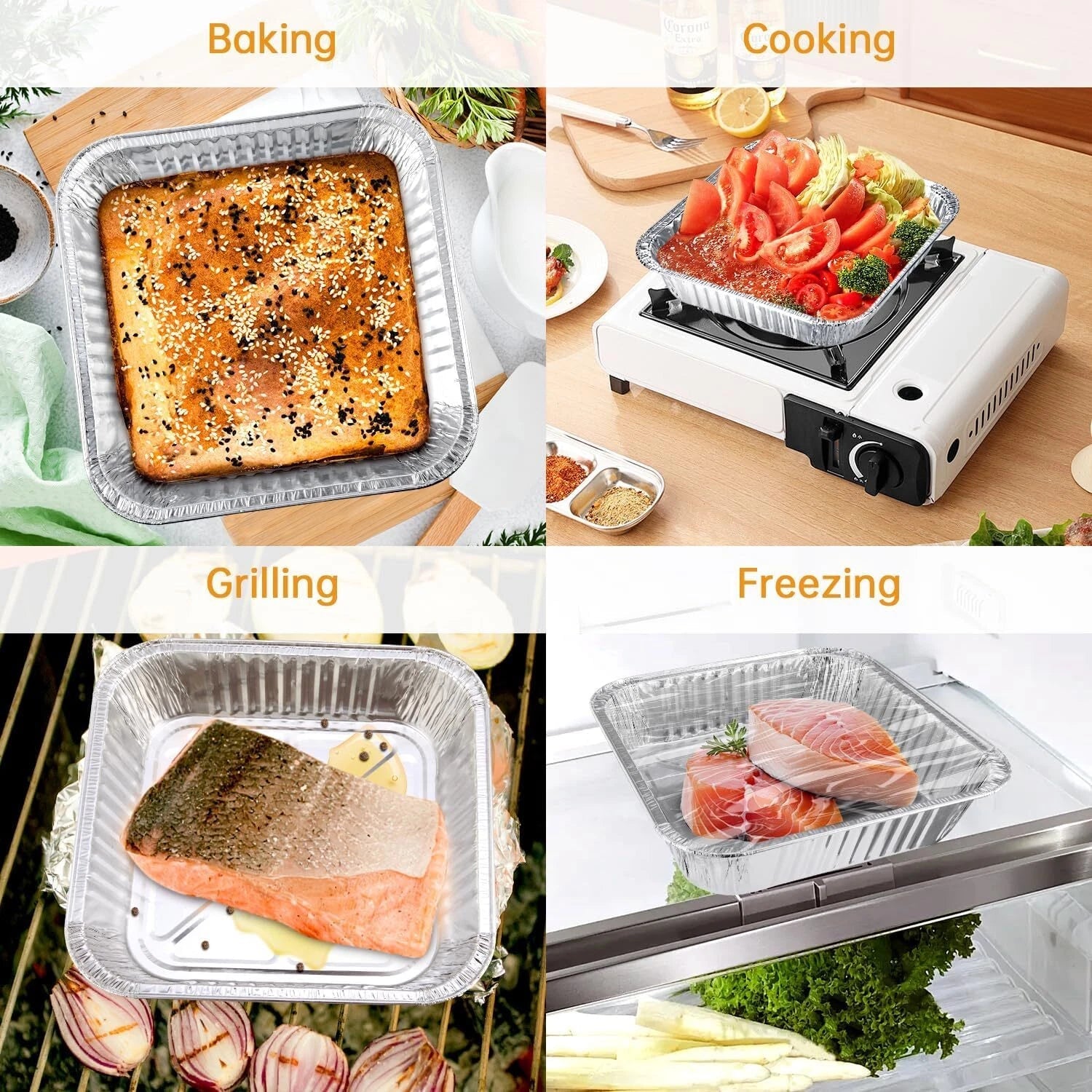Pans-20 Pack 8x8 Square Disposable Pans, Heavy Duty Aluminum Roasting Trays 07FC0E-D4 - KOEEK