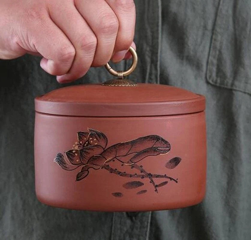 Purple Clay Tea Caddy Puer Tea Storage Tanks Sealed Tea Jar Candy Storage Box 07FC0E-D4 - KOEEK