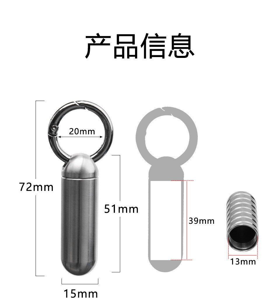 EDC Mini Pure Titanium Waterproof Case Pendant Pill Holder w/ Openable Keyring 07FC0E-D4 - KOEEK