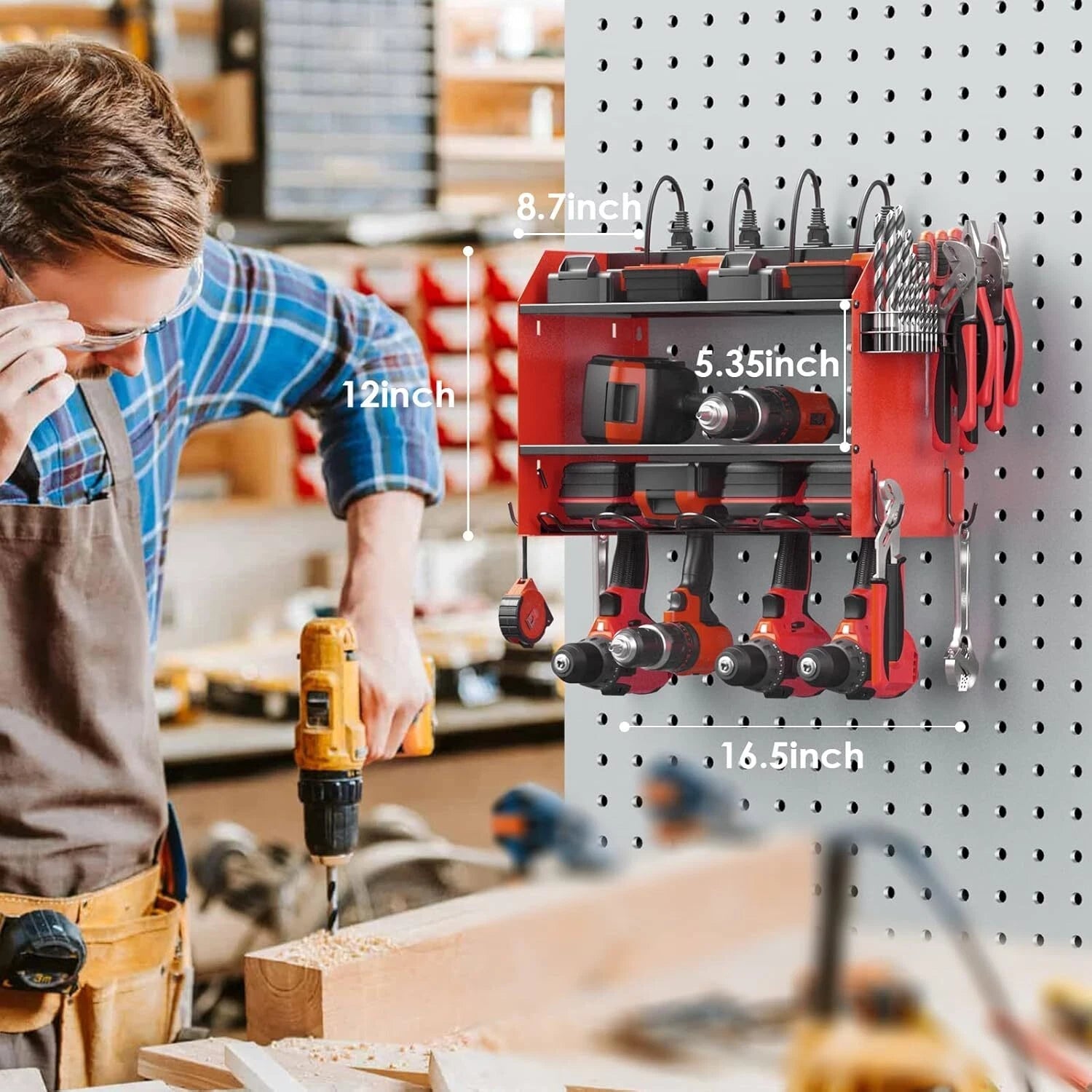 Modular Power Tool Storage Hanger with Charging Station 07FC0E-D4 - KOEEK