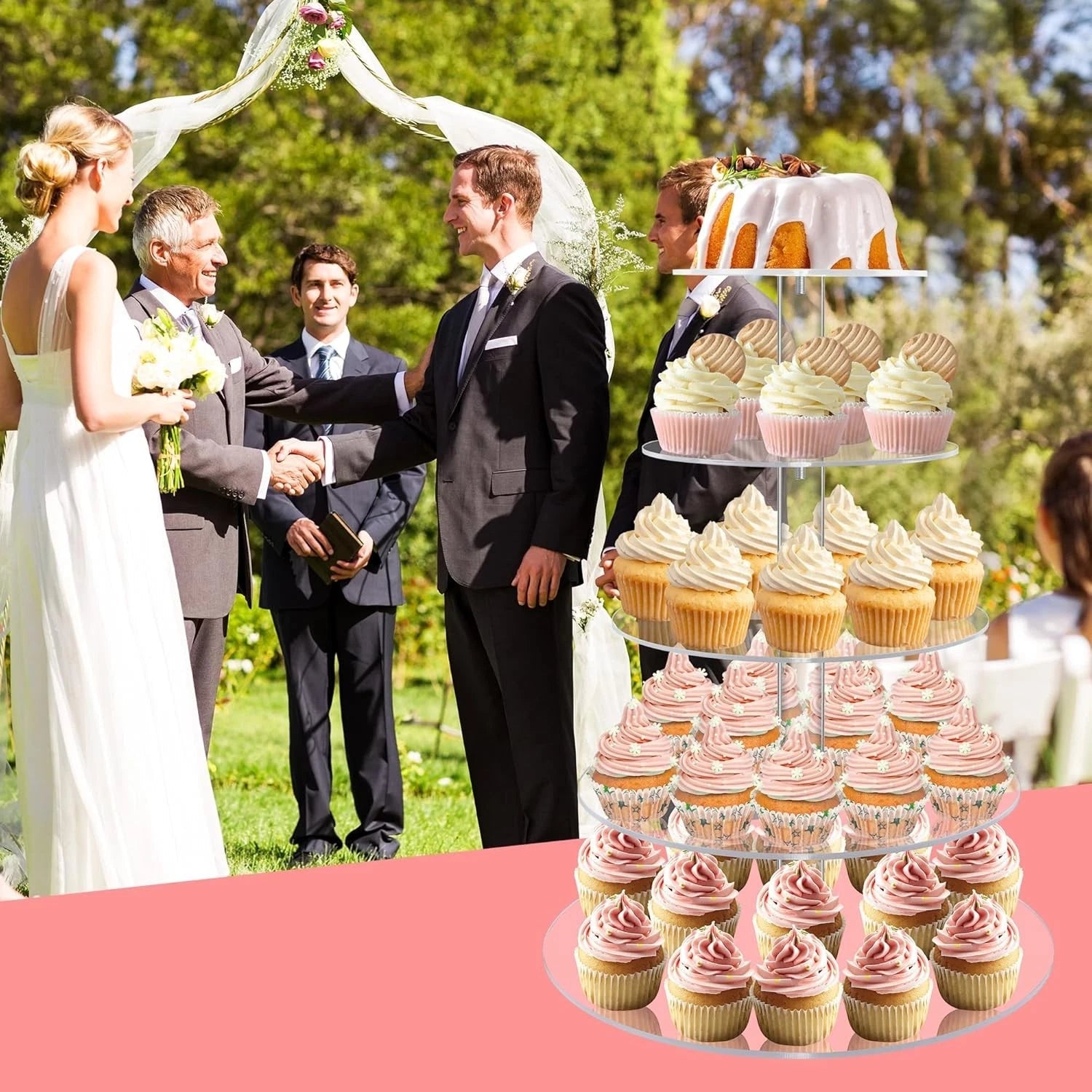 5 Tier Round Acrylic Cupcake Tree Tower Display Stand Display for Pastry Wedding 07FC0E-D4 - KOEEK