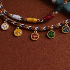 Tibetan Handmade Pendant Cord Necklace for Buddha Dzi Amulet Thangka Jewelry 07FC0E-D4 - KOEEK