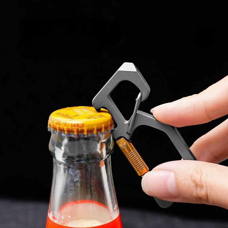 Outdoor EDC Titanium Key Chain Carabiner Clip with Bottle Opener Multi Tool Gift 07FC0E-D4 - KOEEK