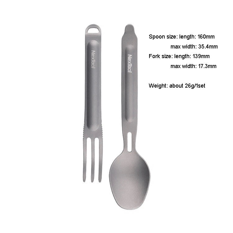 EDC 1 Set Creative Titanium Tableware  Portable Spoon + Fork  Home Kitchen Tool 07FC0E-D4 - KOEEK