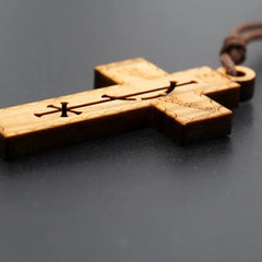 Italian Hand Carved Olive Wood Cross - For Pendant - Handicraft jewelry 07FC0E-D4 - KOEEK