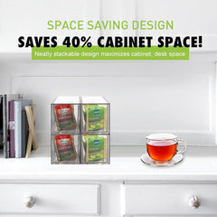 4-piece stackable tea bag storage box, transparent acrylic tea bag drawer 07FC0E-D4 - KOEEK