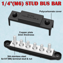 new 250A 12V Bus Bar Marine, Power Distribution Block, Battery Black, Red 07FC0E-D4 - KOEEK