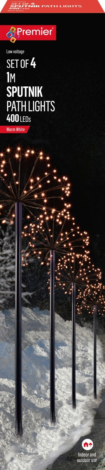 BNIB Premier Set of 4 Sputnik Path Lights - 400 LED's ~ Warm White ~ PREMIER - KOEEK