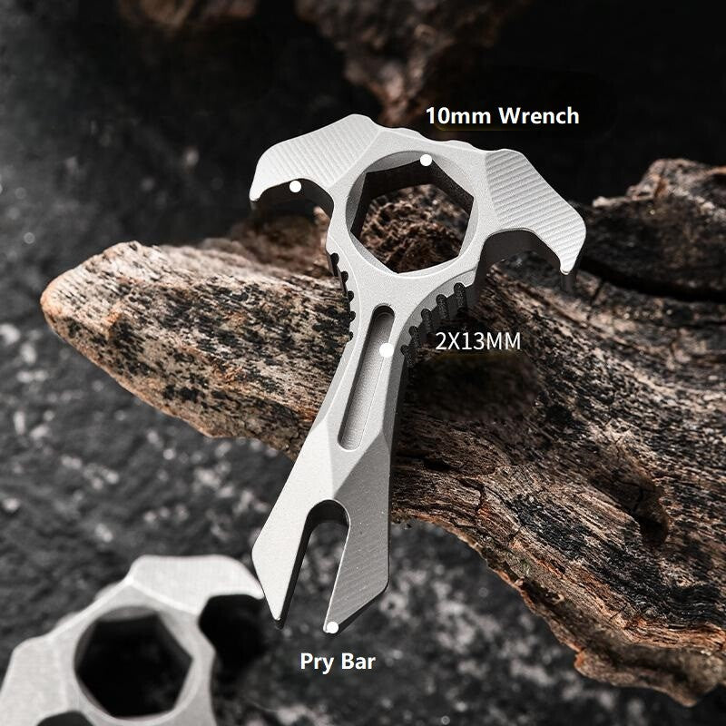 EDC Titanium Alloy Pry Bar Crowbar Wrench Can Opener Outdoor Portable Multi Tool 07FC0E-D4 - KOEEK