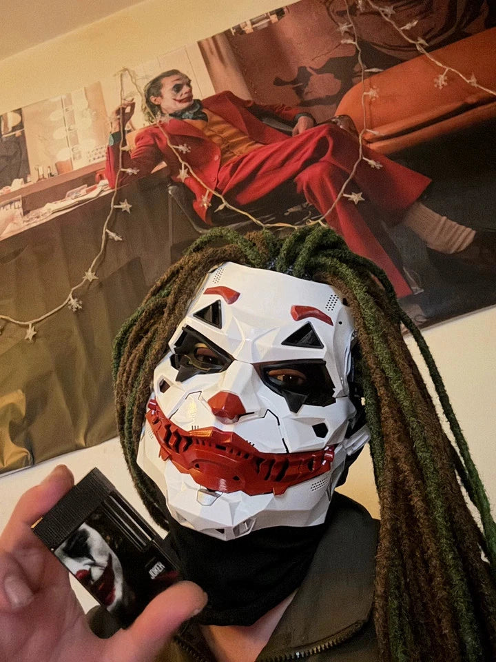 Cyberpunk Joker Cosplay Mask Full Face Headwear W/dreadlocks Halloween Prop 07FC0E-D4 - KOEEK