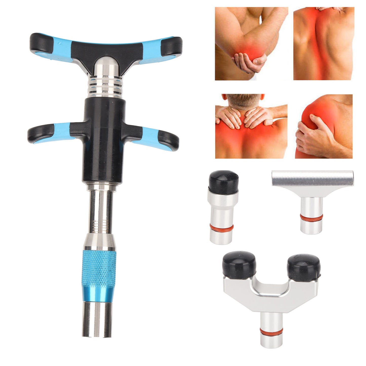 new Chiropractic Adjustment 10 Strength Levels 3 Heads Spine Corrector(Blue ) HGF koeek - KOEEK