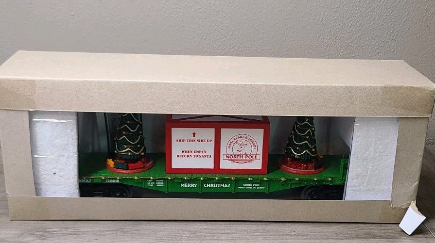 MTH O Scale Flat Car With Lighted Christmas Tree Trees, Green 30-76733 MTH - KOEEK