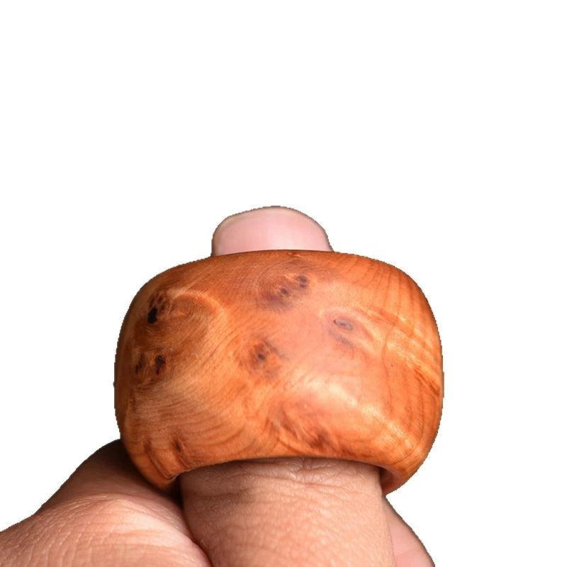 Liangshan Thuja Burl Thumb Ring Band Unisex Handheld Worry Ring 07FC0E-D4 - KOEEK