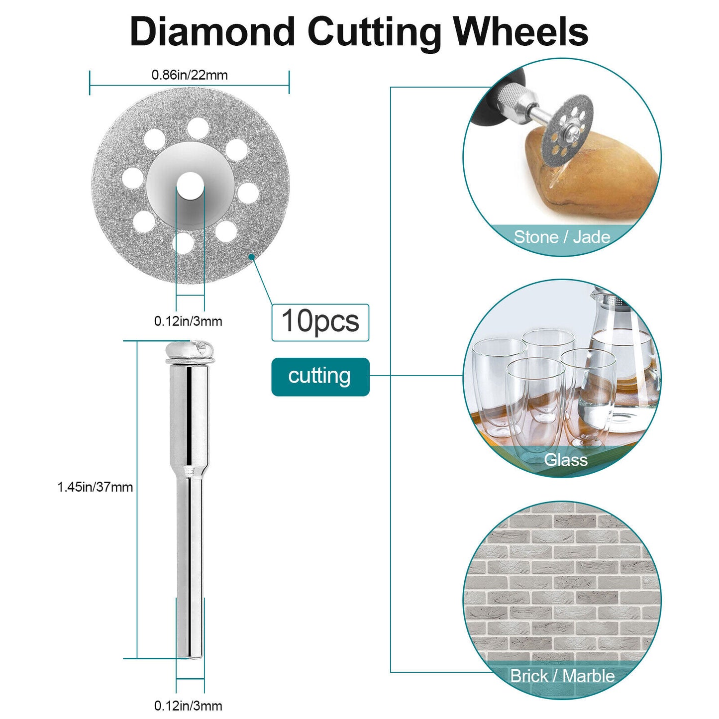 10/60x Diamond Cutting Wheel Saw Blades Cut Off Discs Set for Dremel Rotary Tool koeek - KOEEK