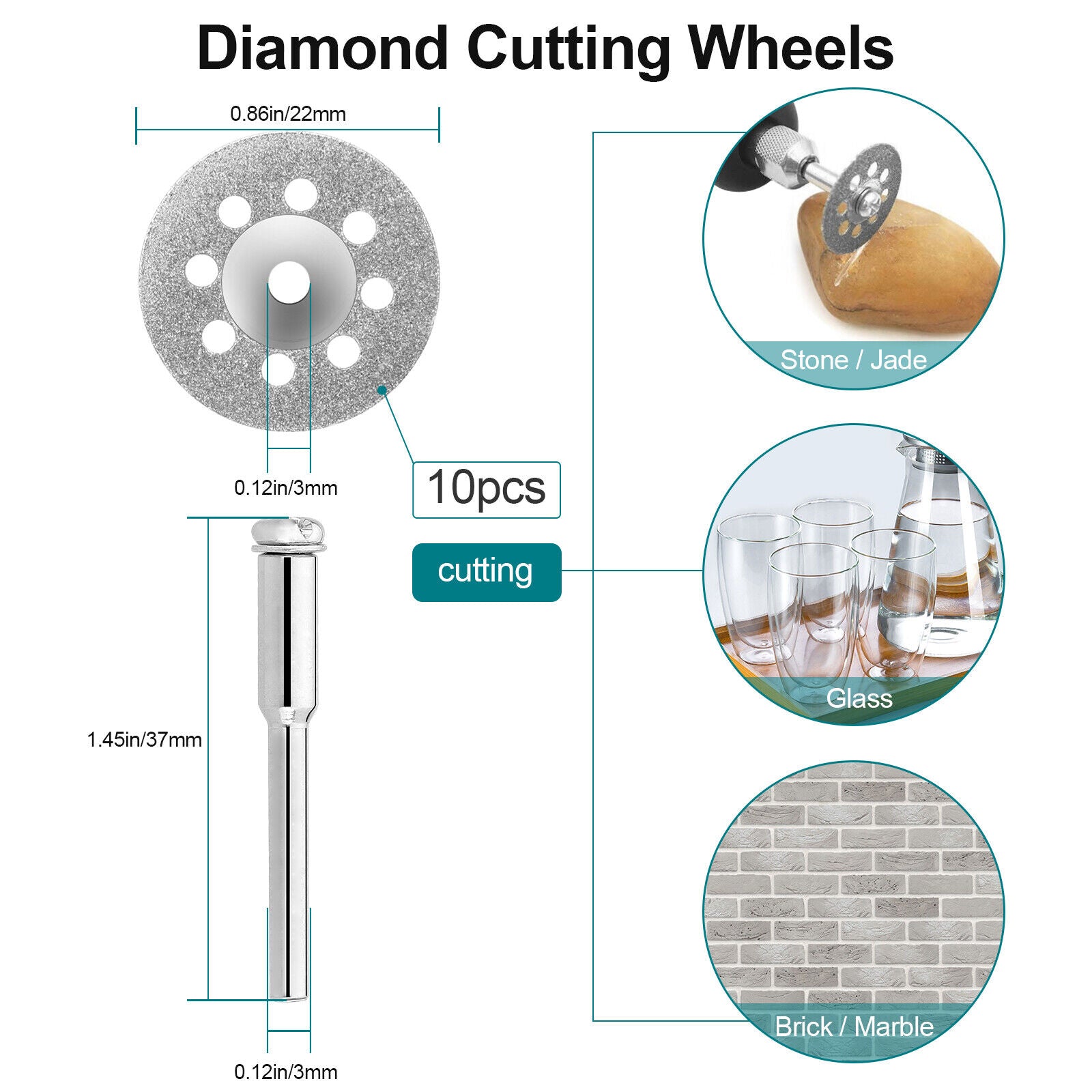 10/60x Diamond Cutting Wheel Saw Blades Cut Off Discs Set for Dremel Rotary Tool koeek - KOEEK