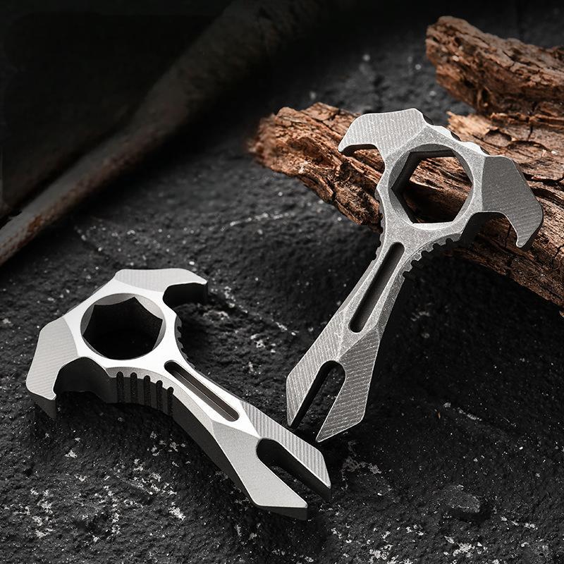 EDC Titanium Alloy Pry Bar Crowbar Wrench Can Opener Outdoor Portable Multi Tool 07FC0E-D4 - KOEEK