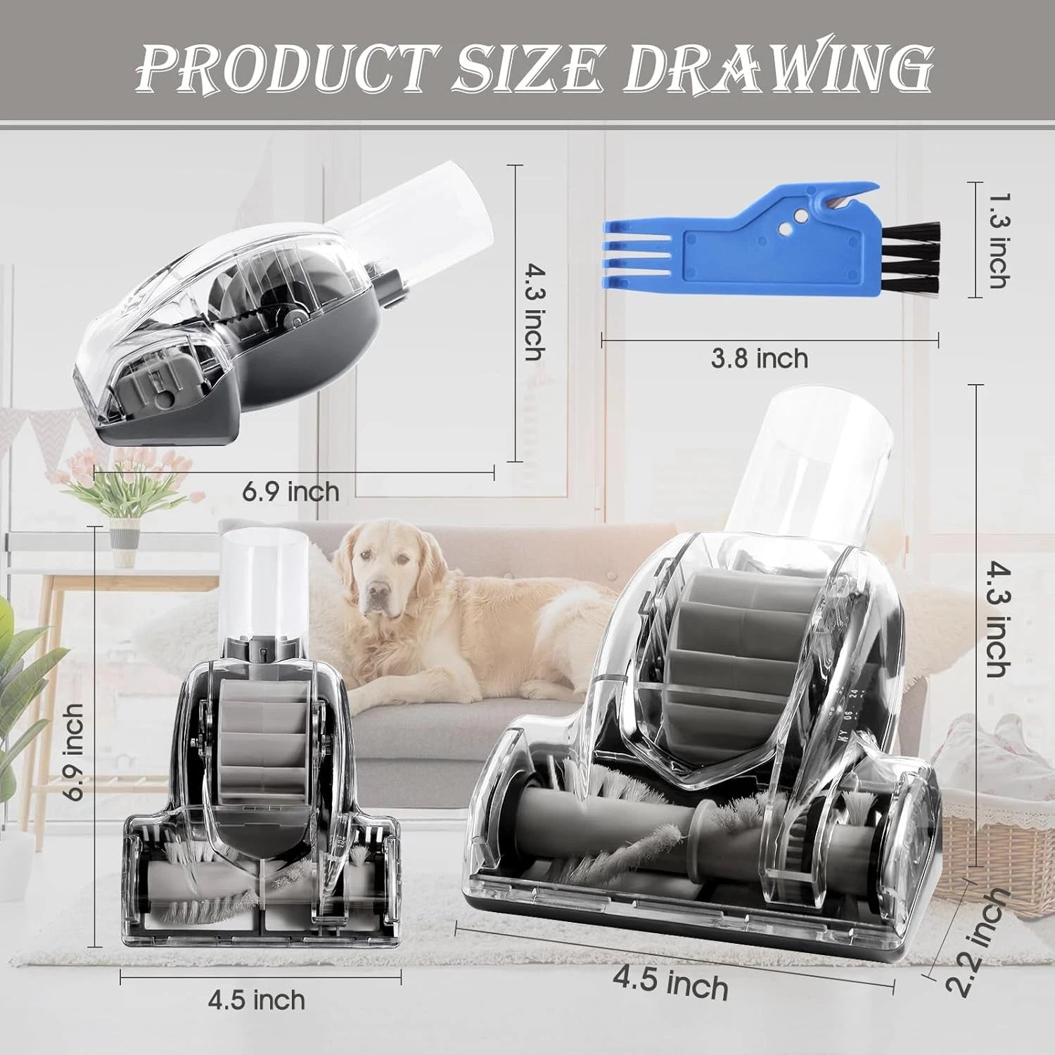Upgraded pet hair power brush head accessory,vacuum cleaner replacement partgray 07FC0E-D4 - KOEEK