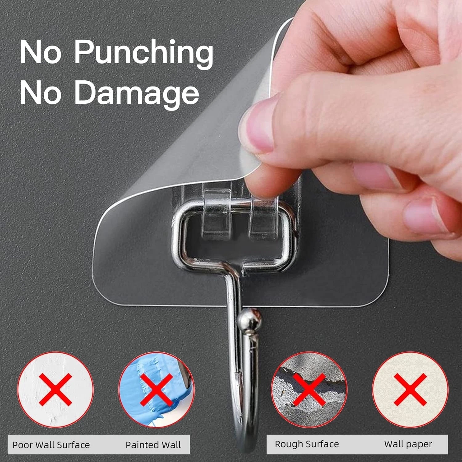 Large Adhesive Hooks for Hanging Heavy-Duty 44Ib(Max) 20 Packs, Wall Hangers 07FC0E-D4 - KOEEK