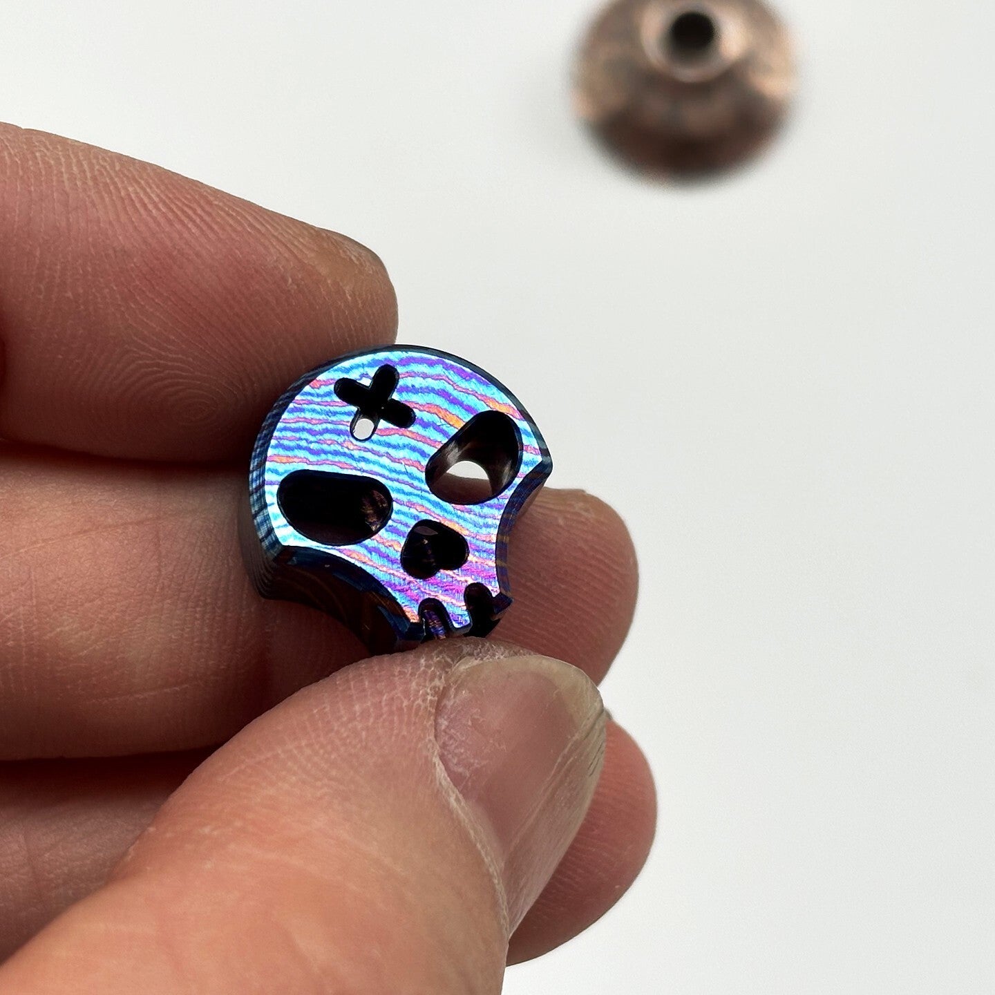 EDC Damascuse Titanium Knife Lanyard Bead Pendant Parachute Cord DIY Keychain 07FC0E-D4 - KOEEK