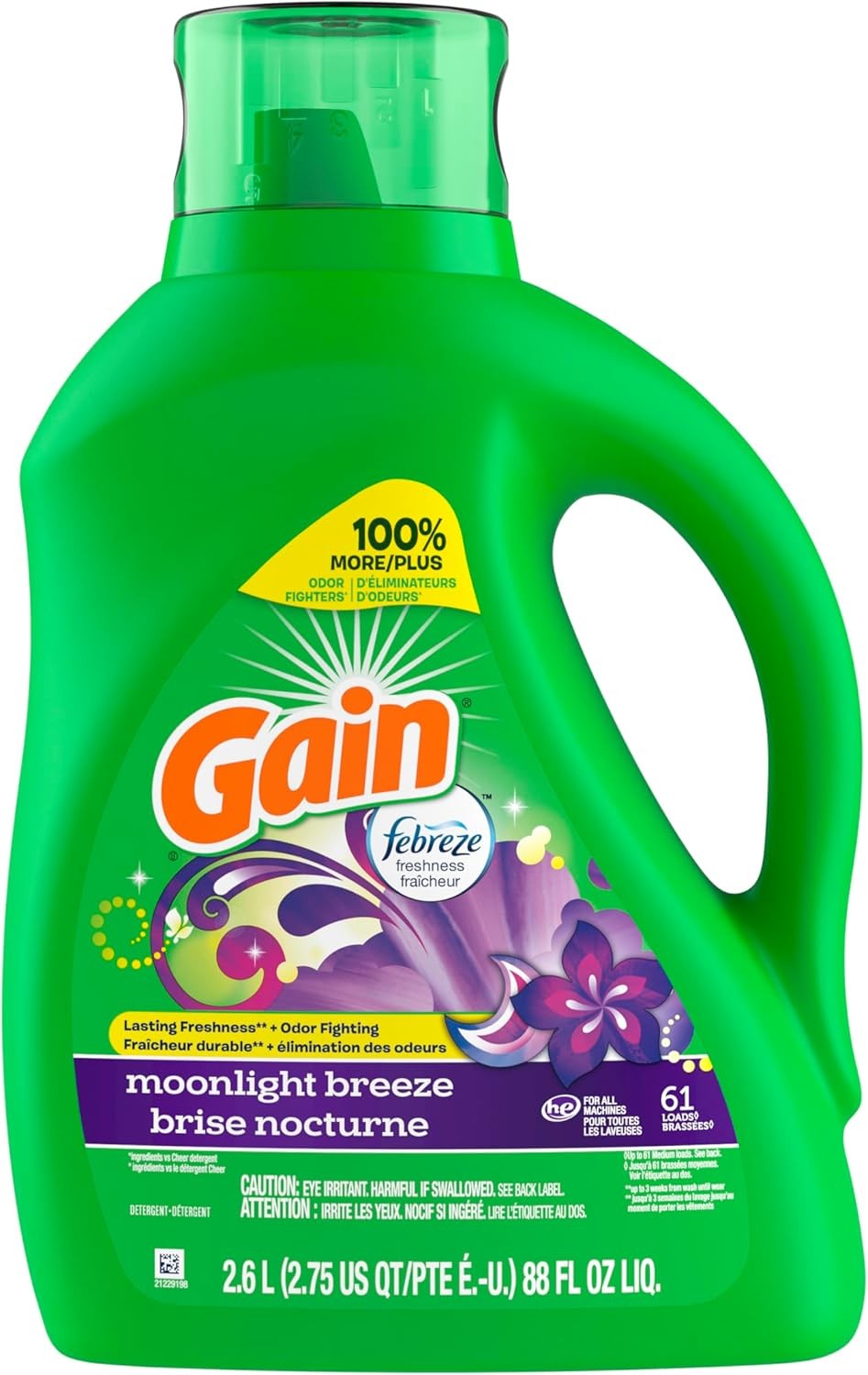 new Gain + Aroma Boost Liquid Laundry Detergent, Moonlight Breeze Scent, 61... GAIN - KOEEK
