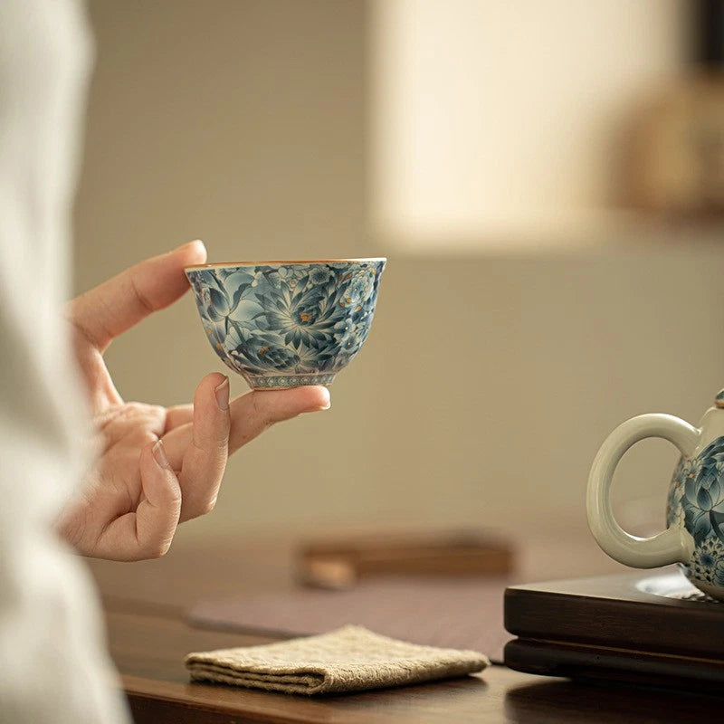 60ml Blue White Porcelain Wanhua Cup Kungfu Tea Tasting Cup Teaware Master's Cup 07FC0E-D4 - KOEEK