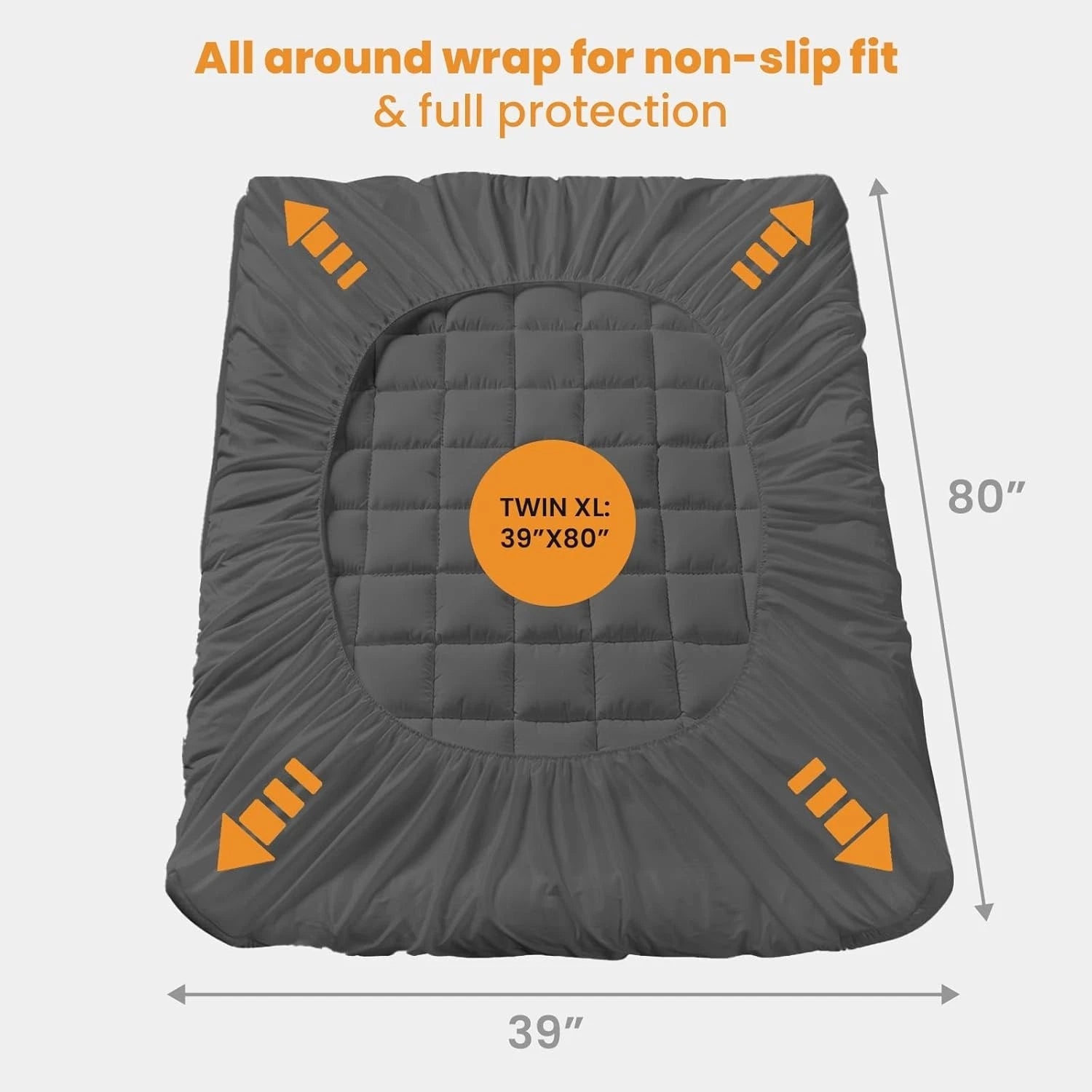 Double extra-large mattress pad with pillow top with 8-21 inch deep pockets 07FC0E-D4 - KOEEK