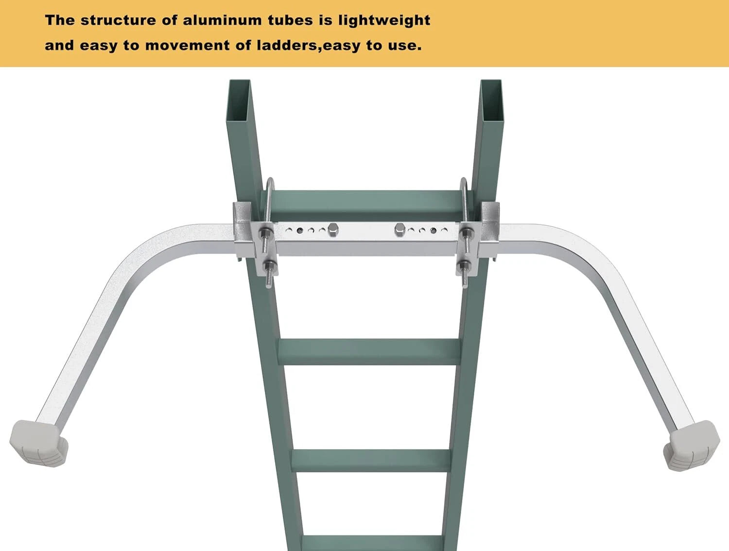 Ladder stabilizer with non-slip rubber backing pads to secure wall ladder hooks. 07FC0E-D4 - KOEEK