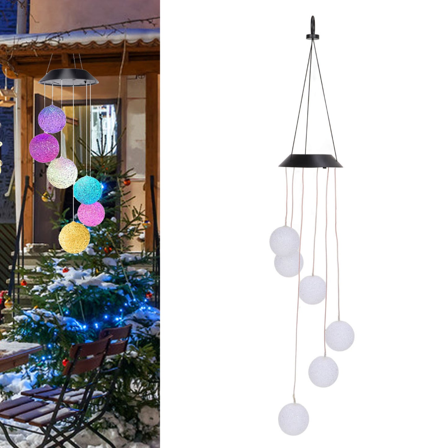 new Solar Crystal Ball Wind Chimes Light 100LM IP45 Waterproof Decorative Lamp For I koeek - KOEEK