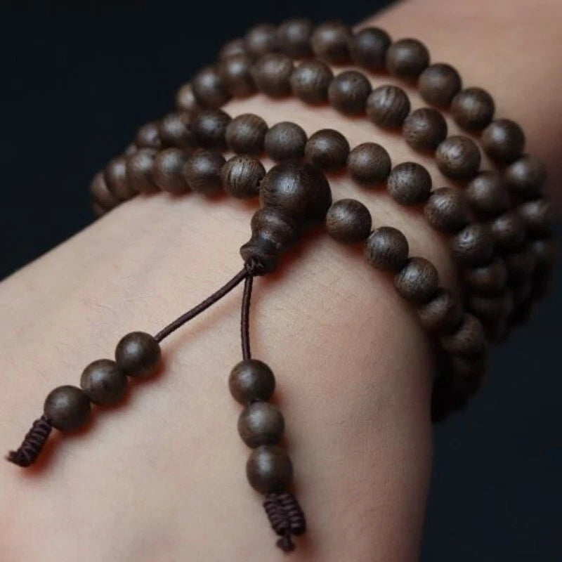 6mm * 108 Bracelet Black Oil Old Material Collection Hainan Agarwood Bracelet 07FC0E-D4 - KOEEK