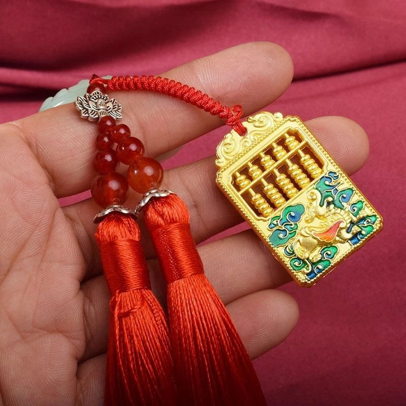 Chinese Style Hanging Pendant Pixiu Safe Travel Coin Kirin Abacus Car Decoration 07FC0E-D4 - KOEEK