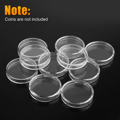 10 PCS Coin Holder Capsules Case 40mm Clear Round Box for Silver Dollar Storage