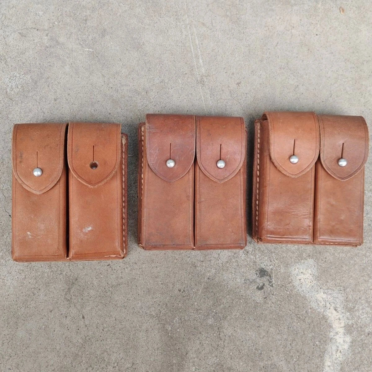 2pcs Surplus Chinese Type 54 Magazine Pouch Leather Waist Bag 07FC0E-D4 - KOEEK