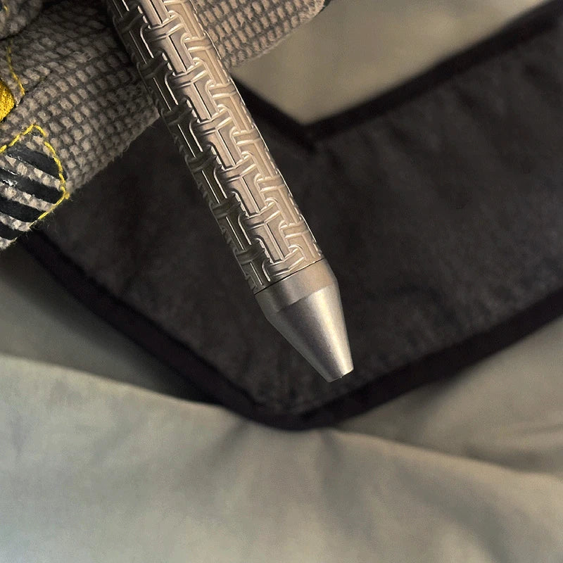 Pocket Titanium Double Locked Ballpoint Pen Lock Pattern Surface Design EDC Pen 07FC0E-D4 - KOEEK
