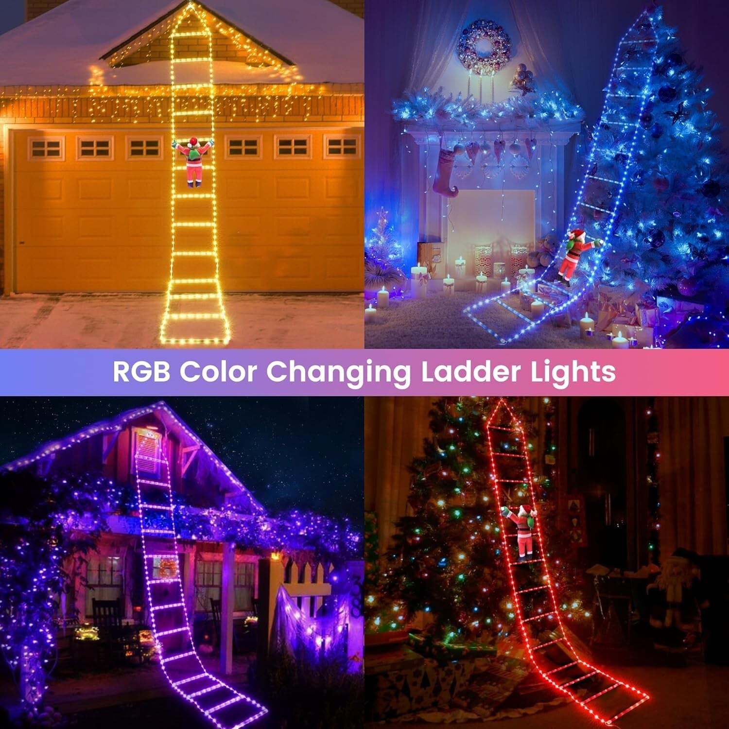 "Toodour Smart RGB Christmas Lights – 10ft Santa Claus Ladder Lights, Bluetooth 07FC0E-D4 - KOEEK