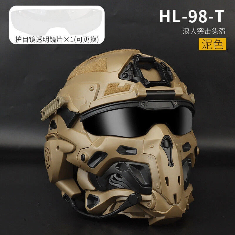 Tactical Assault Helmet W/ Built-in Anti-fog Fan Headset Modular Replace Lense 07FC0E-D4 - KOEEK