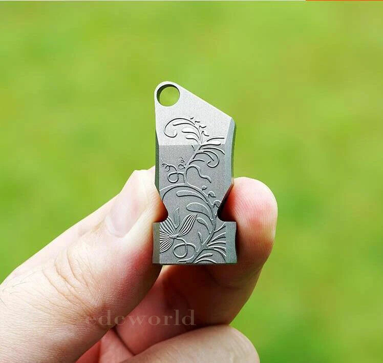 EDC Titanium TC4 Portable Carving Flower Metal Treble Whistle Outdoor Survival 07FC0E-D4 - KOEEK