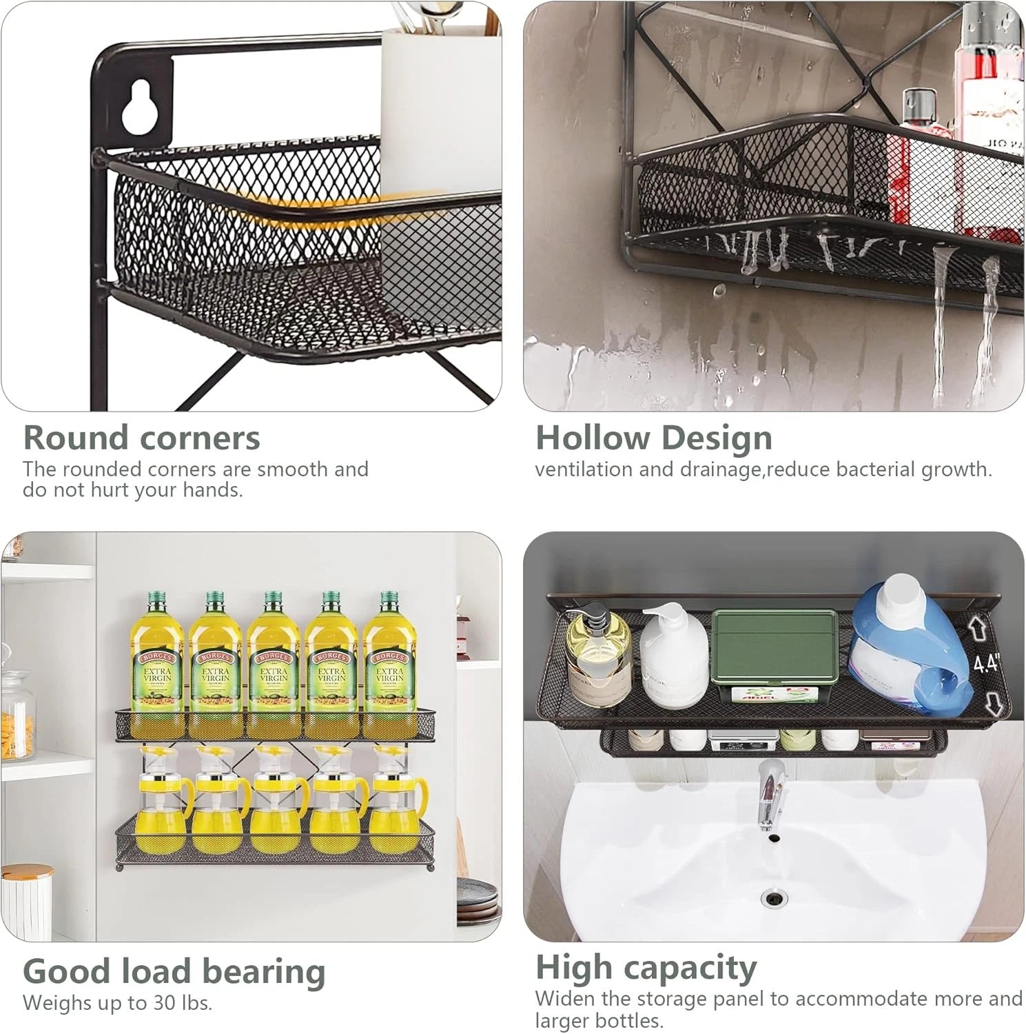 2 Tier Metal Kitchen Counter-top or Wall Mount Spice Rack,Jars Storage Organizer 07FC0E-D4 - KOEEK