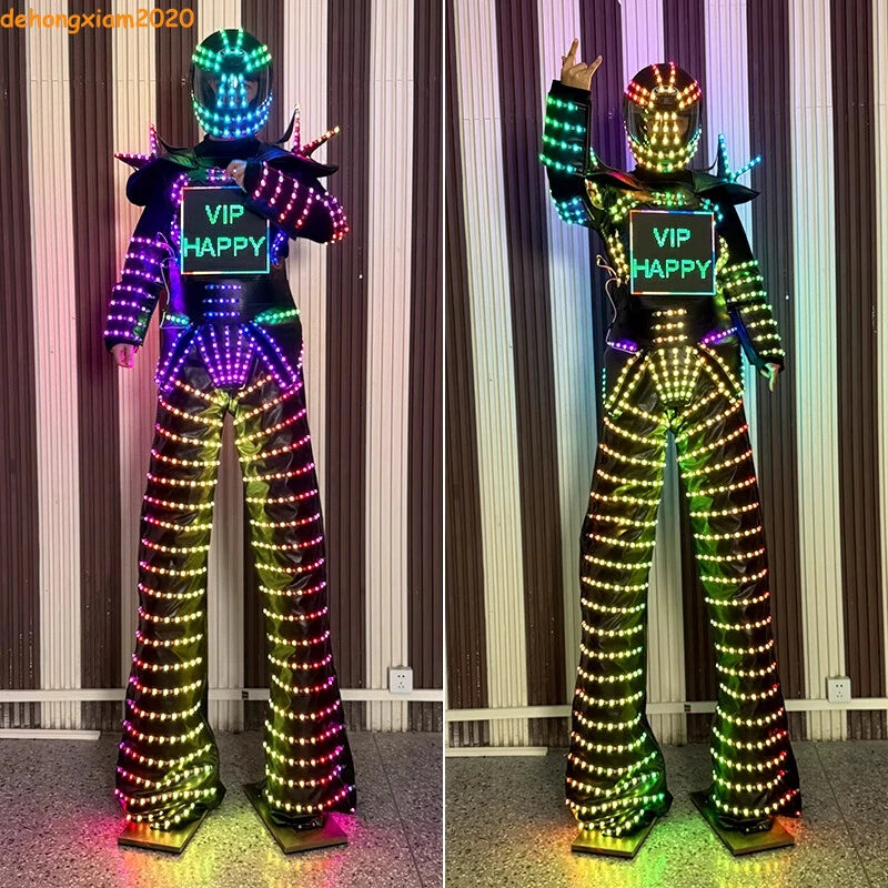 LED Stilts Robot Programming Costume Illuminated Dance Club Bar Clothes Suit 07FC0E-D4 - KOEEK
