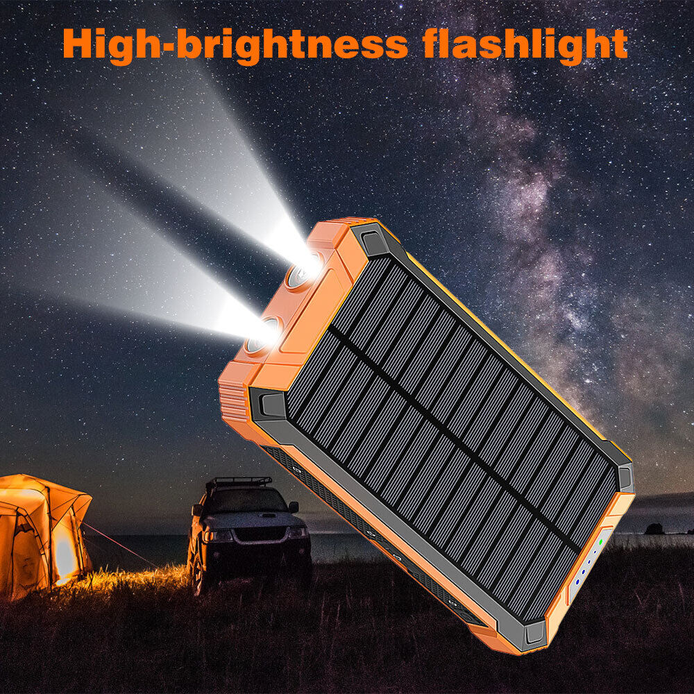 ny 36000mAh Solar Power Bank trådløs 15W lader innebygd 4 kabler Hurtiglading