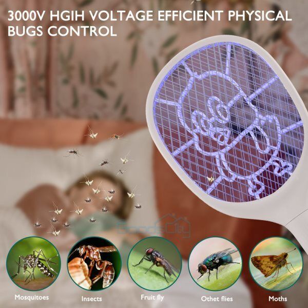 nye Raqueta Electrica Para Matar Moscas Y Mosquitos Matamoscas Con Luz LED Indicador