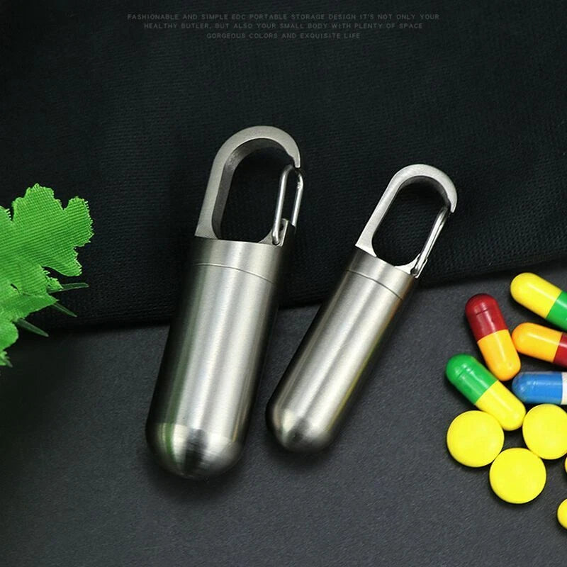 Titanium Keychain Waterproof Box Integrated Medicine Pill Box EDC Survival Boxes 07FC0E-D4 - KOEEK