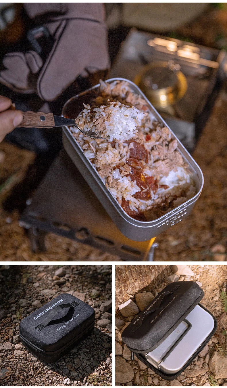 1.3L Camping Outdoor Hard Aluminium Oxide Meal Box Mess Tin Hiking Cookware 07FC0E-D4 - KOEEK
