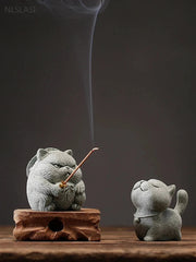 Kitten Sculpture Handmade Tea Pet Chinese Tea Tray Decoration Fish Tank Potted 07FC0E-D4 - KOEEK