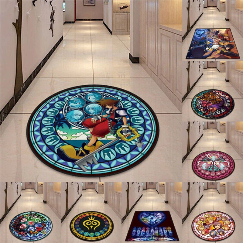 Kingdom Hearts Floor Rug Bedroom Doormat Non-slip Chair Mat Round/Square Carpet 07FC0E-D4 - KOEEK